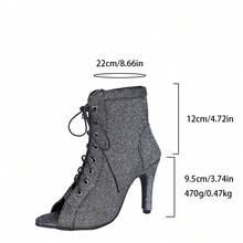 女士高跟露趾黑白时尚搭配高跟踝靴，舞蹈靴，英伦风格高跟鞋，罗马角斗士凉鞋，性感拉链，适合婚礼、节日、派对、办公室，所有季节 - 黑色 - 查看 2