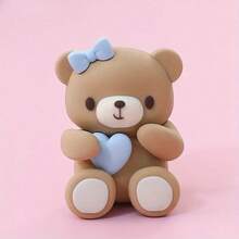 1 Pc Cake Decoration Small Bear Cake Topper, Figurine Bear, Mini Bear Doll Cake Decoration, Suitable For Use At Parties, Birthday Parties, Weddings, Anniversary Celebrations, And Cake Decorations - Pink - View 7