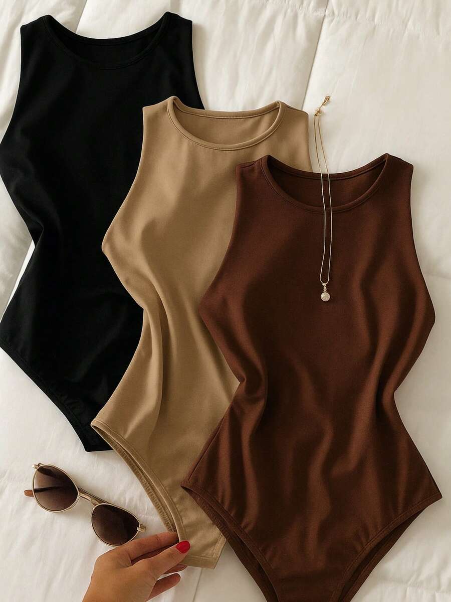 Bori Women's Bodysuit Kit Bory Tank Top Versatile Leotard Casual Closed Back Second Skin Basic Stylish Various Colors - P/N/M - View 1