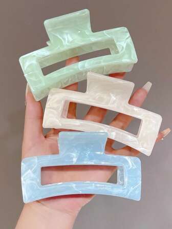 3 st/set kvinnors söta godisfärgade marmorstruktur stora halvcirkelformade hårspännen, moderiktiga mångsidiga exklusiva eleganta minimalistiska håraccessoarer lämpliga för dagligt avslappnat, fest, pendling, semester, ansiktstvätt, smink, outfitmatchning kvinnors hårklo elegant kloklämma avslappnad hårklämma