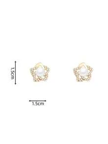 1 对女士镂空花卉耳环，可旋转风车形精致，适合日常佩戴 - 金色 - 查看 4