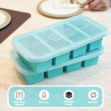 ACZSoup Cubes Large Silicone Ice Cube Trays For Freezer With Lid Easy Meal Prep Container And Kitchen Storage Solution 1 Cup Silicone Molds For Food Soup Smoothie Storage And More 2Pack2216 - Màu ngọc lam - Xem 4