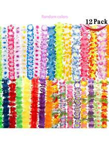 12 件装/24 件装夏威夷花环项链 - 散装热带花环，适合卢奥派对和海滩婚礼（鲜艳的芙蓉花和鸡蛋花混合色） - 彩色 - 查看 9