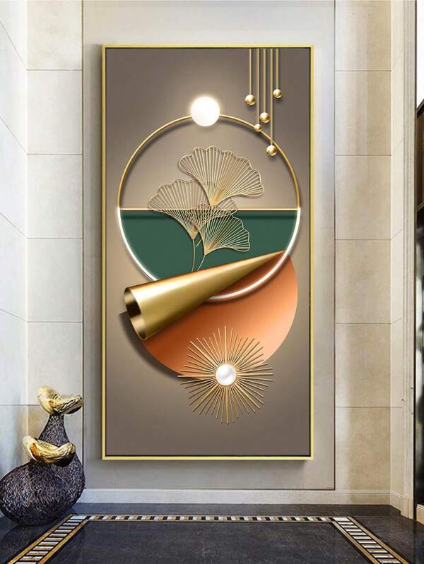 1pc Abstract Ginkgo Leaf Decorative Unframed Painting Wall Art