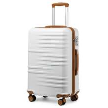 Hard Shell Suitcase Set 3 Piece Luggage PC ABS 20" Cabin Bag Carry On Hand Luggage, 24" 28" Large Check In Spinner Suitcase With TSA Lock, Lightweight Trolley Case For Travel, Business, Holiday, Students, Adults - White - View 1