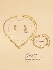 4 件套优雅高端项链、耳环、手链新娘首饰套装，适合女性婚礼、生日、周年纪念派对礼服配饰