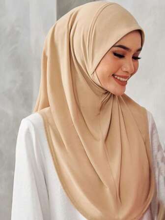 1件装即戴式纯色弹力头巾，方便女性搭配连衣裙