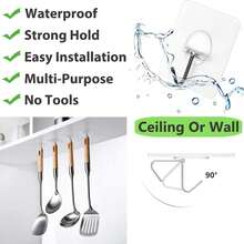 Adhesive Wall Hooks For Hanging Heavy Duty Towel Coat Hooks Waterproof Transparent Hook For Bathroom Shower Kitchen Keys Door Outdoor Home Improvement Utility Hook 8 Pack - 墨綠色 - 查看 5
