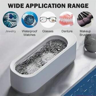 OBOVAY Portable Ultrasonic Jewelry Cleaner, Suitable For Cleaning Glasses, Jewelry, Watches, Makeup Brushes, Necklaces, Etc. Requires 2 AA Batteries.