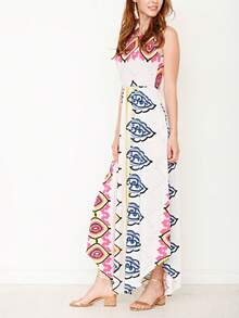 Boho Retro Polka Dot Rayon Mix Casual  Maxi Dress With Folded Cap Sleeve Side Pockets Versatile Summer Dress For Women - 玫紅色 - 查看 4