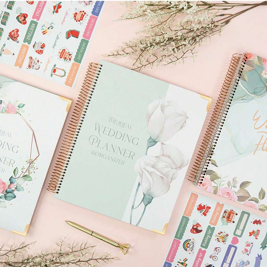 Hochzeitsplanerbuch, 290 x 230 mm, 88 mehrfarbige Seiten, für die Organisation der Braut, mit Gästeliste, Sitzliste und Budgettipps. Notizbuch, Tagebuch, Papier, Notizblock, Taschennotizbuch, Journal, Tagebücher, leeres Notizbuch, personalisierte Abreißblätter, Größe für Notizen, Aufzeichnungen, Arbeit, Studium, Geschenk, Geschäft, Schulanfang, ideal für sie, Arbeiter, Studenten, Schulbedarf - A4 - Übersicht 1