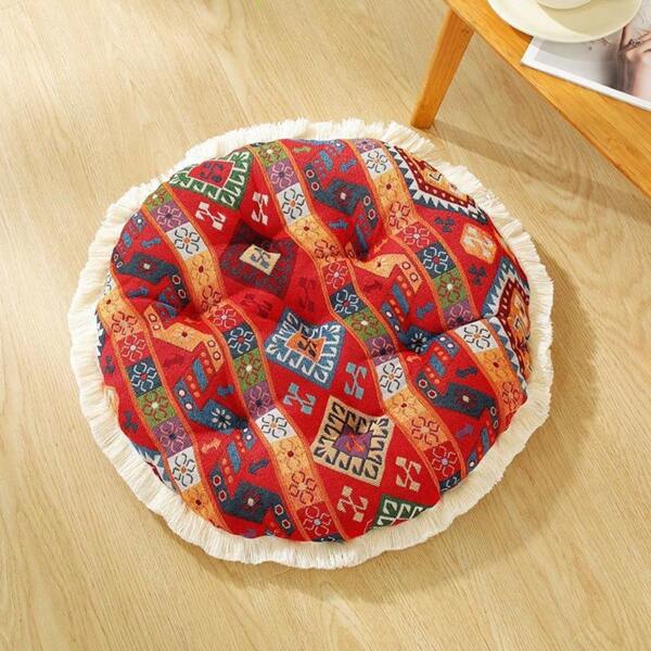 1 pièce Coussin rond floral bohème - Coussin de sol épais, parfait pour la méditation, le yoga et la décoration d'intérieur, accessoire de méditation Style bohème Coussin, oreiller de coussin