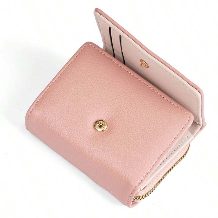 BATSIOE 优雅奢华心形女士三折钱包大容量多功能卡包和零钱包女士钱包迷你钱包钱包小钱包可爱钱包 - 粉色 - 查看 7