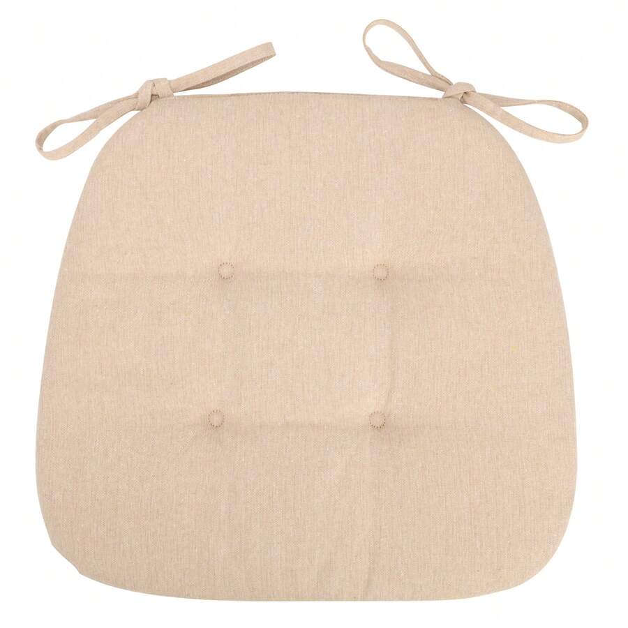 D-Shaped Chair Cushions, 2cm Thick Dining Chair Pads With Ties And Removable, Machine-Washable Cover, 17" X 16", Set Of 2 / Set Of 4 - Beige - View 1