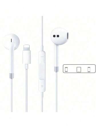 Lightning/Type C 入耳式耳机适用于 iPhone15/14/13/12/11/7/8 Plus XS，带 Lightning 接口，适用于 的有线耳塞，内置遥控器可控制音乐、电话和音量