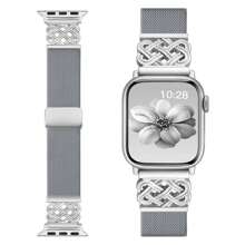 Pulseira trançada com nó celta glam e fivela magnética, compatível com Ultra 38 mm, 40 mm, 41 mm, 42 mm, 46 mm, 44 mm, 45 mm e 49 mm para mulheres e homens, pulseira trançada com design especial/pulseira elegante compatível com SE Ultra Watch Series 8/7/6/5/4/3/2/1, acessórios para relógio, presente para ela