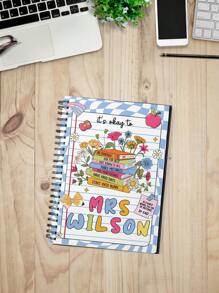 Customized Personalized Red French-Style Spiral Notebook, Lined Notebook, Coil-Bound Notebook, Jourde Pattern Spiral Notebook, Featuring Floral Theme, For The First Day Of School, A Cute Stationery Set Suitable For Boys And Girls, Essential School Supplies,School Supplies,Back To School