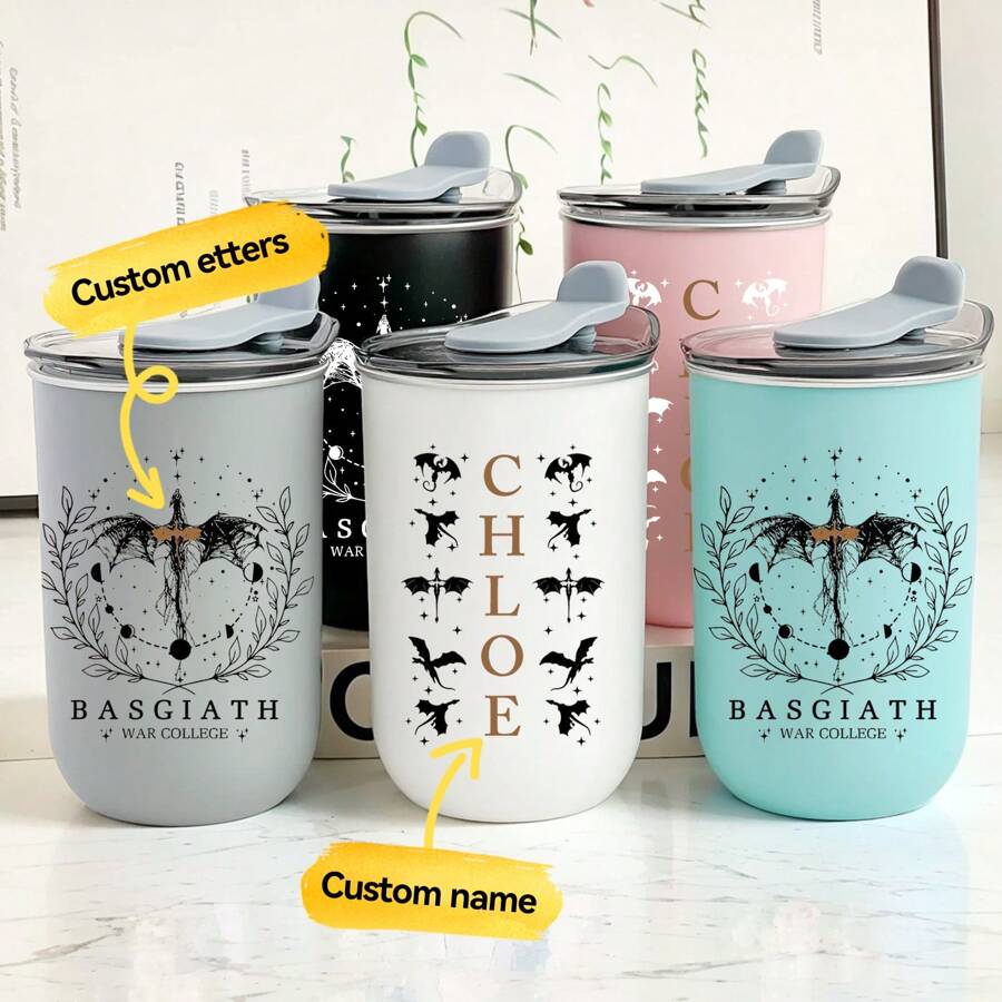 1 cană de ou personalizată de 350 ml, inspirată de Fourth Wing - Pahar personalizat Basgiath War College - Cadou pentru fanii Xaden Riorson și Violet Sorrengail Dragon Rider - Cană din oțel inoxidabil pentru iubitorii de cărți fantastice - Izolată cu perete dublu - Perfectă pentru cafea și ceai