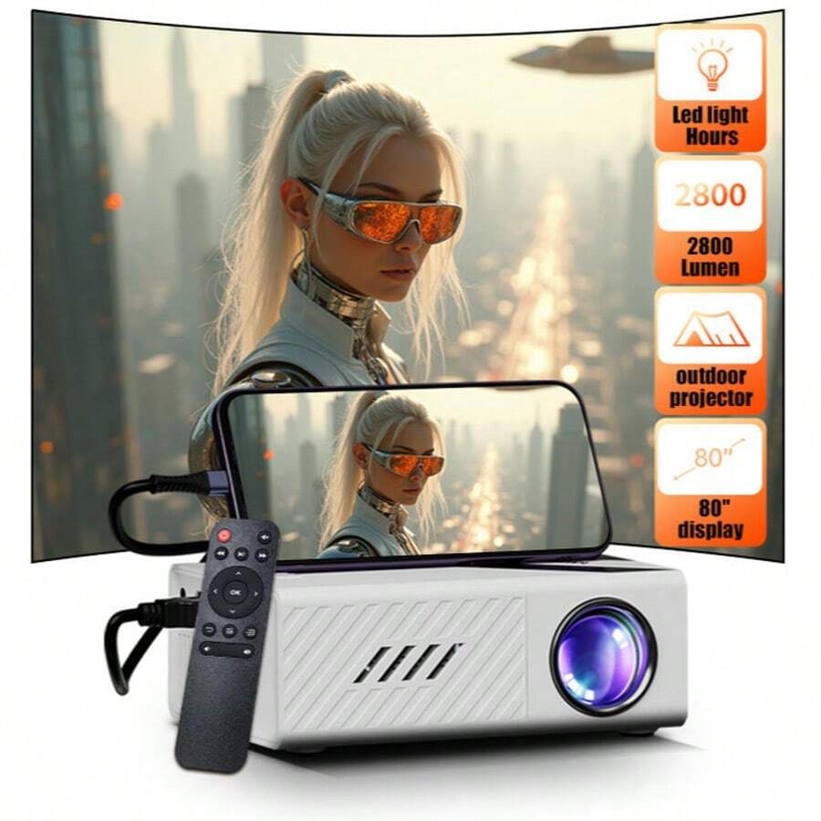 [Neu Verbessert] Tragbarer Smartprojektor 1080P, geeignet für Heimkino und Outdoor Camping, für den Innenbereich, Büronutzung, desktop montierbar - perfektes Weihnachts- und Valentinstaggeschenk, kompatibel mit USB, AV, Smartphone, Tablet usw., mit dem Sie einfach ein privates Kino und eine praktische Arbeitsumgebung schaffen können