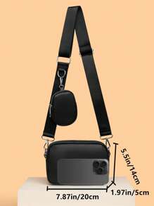 Men's Diagonal Shoulder Bag Two Pieces Mini Shoulder Small Bag Coin Wallet Men's Crossbody Bag Mobile Phone Bag