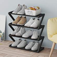1pc Easy Assembling Z-Shaped Non-Woven Fabric Shoe Rack, Home/Dormitory Use