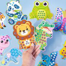 Attività artistiche e creative per bambini - Set di pittura con adesivi di animali carini, adesivi laser e set da colorare, 10 carte con disegni di animali + 12 adesivi laser + 10 corde decorative, decorazioni da appendere, artigianato fatto in casa, set creativo, regalo di compleanno, regalo per le vacanze, regalo per il ritorno a scuola, borsa, giocattoli per bambini e bambine di 3-6 anni, regali di Natale e Ognissanti