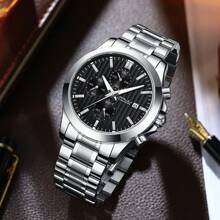 CRRJU CRRJU Men Watch Luxury Sports Quartz Chronograph Waterproof Wristwatch With Stainless Steel Luminous Auto Date