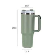 1200ml Stainless Steel Thermal Bottle Cup Double Wall Lid Straw Premium - 綠色 - 查看 5