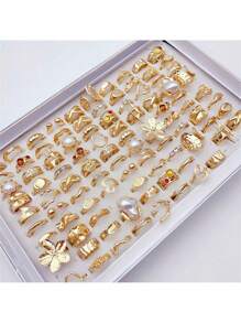 20Pcs Fashion Sparkling Butterfly Snake Flower Rings Set For Women Men Mix Style Stylish Inlaid Rhinestone Jewelry Prefer Match Daily Outfits Party Decor