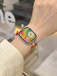 The New Y2K Dopamine Button Strap Is Compatible With Apple Watch Straps, Apple Watch 10/8/9/7/6/5/4/3/2/1 Series Straps, And Apple Watch Ultra40mm 44 41 45 49 42 38mm Women's Fashion Bracelet Accessories. Wearing It Is Neither Stuffy Nor Comfortable, Very Suitable For The Wrist - Translucent - View 8