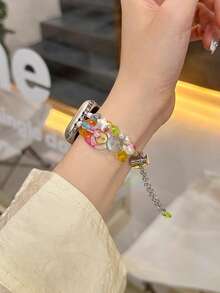 The New Y2K Dopamine Button Strap Is Compatible With Apple Watch Straps, Apple Watch 10/8/9/7/6/5/4/3/2/1 Series Straps, And Apple Watch Ultra40mm 44 41 45 49 42 38mm Women's Fashion Bracelet Accessories. Wearing It Is Neither Stuffy Nor Comfortable, Very Suitable For The Wrist - Translucent - View 10