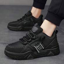 Men's New Spring Lightweight Breathable Leather Low Cut Sneakers, Versatile - màu đen - Xem 7