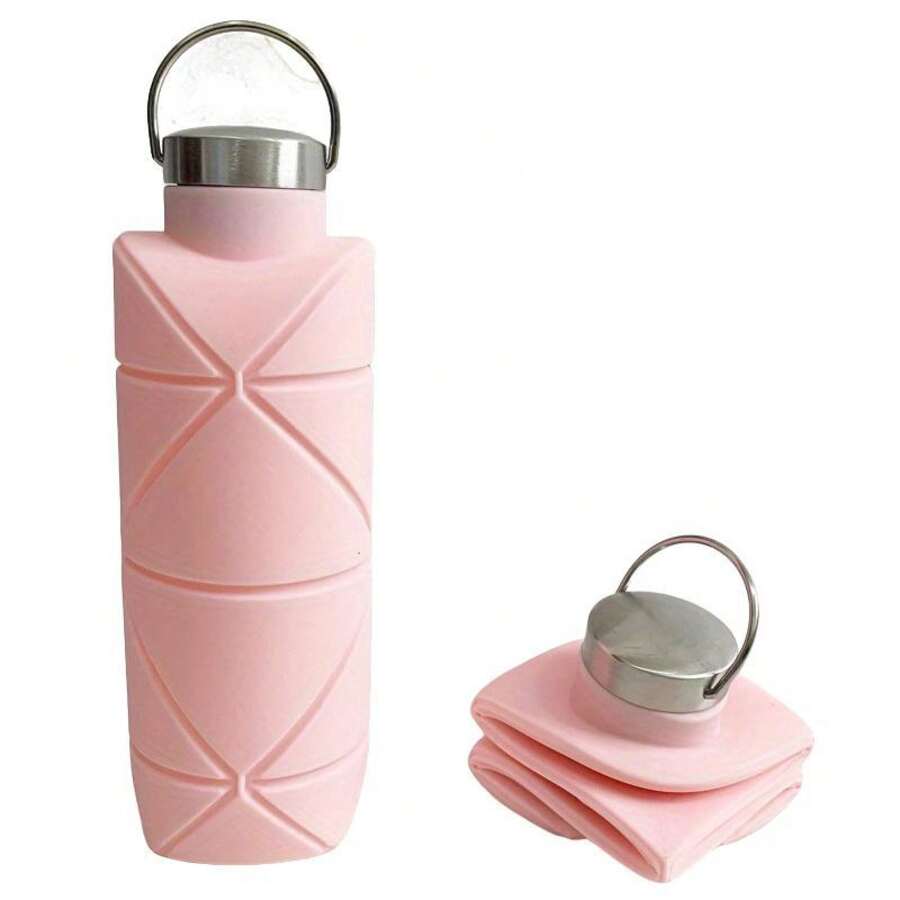 Botella de agua de silicona portátil, vaso deportivo plegable a prueba de fugas con asa, taza reutilizable lavable, equipo de camping ligero para acampar en verano, senderismo, accesorios de viaje, utensilios de camping