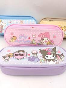Sanrio Sanrio X Hello Kitty Kulomi X Cinnamoroll Federmäppchen mit großer Kapazität, Mehrsteckplatz-Zweischicht Stiftebox mit Reißverschluss, große Aufbewahrungstasche, Federmäppchen, Stifttasche, Schultasche, Schulmaterial, Rückkehr zur Schule