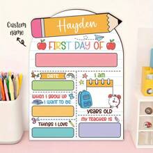 1pc, Customizable Back To School Decoration Board With Name, First Day Of School Date, Student Return Sign, First Day Clock, Apple, Colored Pencils, Flags, Scissors Design Wooden Back To School Gift, Back To School Season