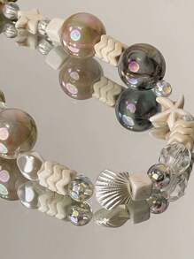 1 pieza Cordón único para teléfono hecho a mano con perlas, conchas y estrellas de mar, accesorio DIY para primavera/verano, correa para cámara CCD (las cuentas pueden ser aleatorias)