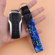 1个梵高钥匙扣腕带挂绳，向日葵星空装饰，适用于背包、手提包和衣服，是送给朋友、学校、汽车的完美配饰，可爱的哥特风Y2K万圣节配饰，教师节圣诞节礼物创意，带证件夹的包包配饰挂绳，汽车配饰，包包挂饰，汽车姐妹