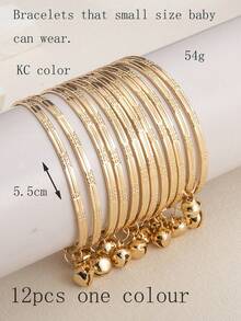 12pcs Girls & Teens Jingle Bell Bracelets, Suitable For Daily Wear - one-size - View 6