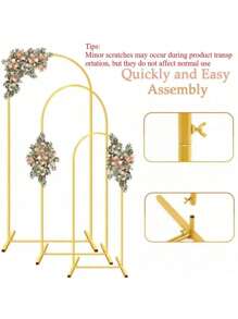 7.2FT Wedding Arch Backdrop Stand, Square Arch Gold Metal Arch Backdrop Stand For Wedding Ceremony Birthday Party Bridal Photo Booth Garden Floral Balloon Arch Decoration Halloween Christmas Decor