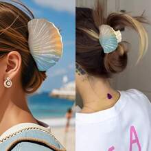 1 pezzo Fermaglio per capelli a conchiglia sfumata, accessorio per capelli in stile vacanziero, fermaglio grande per capelli estivo, a tema oceano, per la scuola e l'università