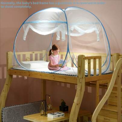 Tenda per zanzare a scomparsa per letti, portatile, con design pieghevole e fondo in rete, adatta per bambini e adulti in viaggio