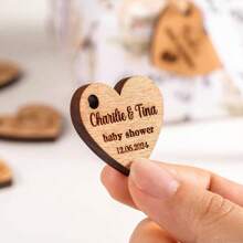 Set Of 10, Personalized Wooden Heart Tags, Marriage Couple Flower Decoration Hanging, Customized Laser Engraving, Very Memorable, Suitable For Newborn Party/Wedding/Mother's Day/Father's Day/Thanksgiving/Graduation Season/Homecoming/Christmas/Halloween/Ramadan And Other Festive Occasions.