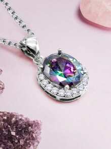 1 Pc Romantic Cubic Zirconia Necklace Pendant For Women For Valentine's Day Gift Engagement Anniversary Party Jewelry