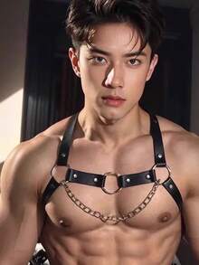 Men's Chest Chain Suspenders - Punk Stud Detail, Adjustable Square Buckle Shoulder Strap, Very Suitable For Nightclubs, Parties And Electronic Music Festivals - Black, |Punk Style| Adjustable Strap