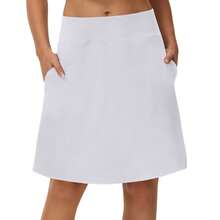 Women's 20" Knee Length Skorts Skirt Athletic Tennis Golf Running Modest Casual Sport Skorts With Pocket - 白色 - 查看 3