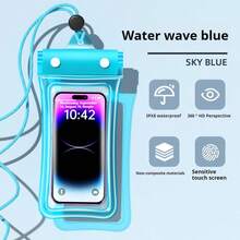 夜光防水手机袋，触摸屏，面部解锁，适合游泳，漂流，透明防水手机壳，触摸屏，带气垫，防水潜水壳，送货骑手必备，雨天骑行，非常适合夏天 - 彩色 - 查看 9