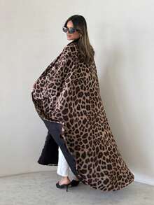 1 Pc Elegant Charming Printed Cuffs Robe Cardigan Abaya, Fashionable Beautiful Solid Color Women's Robe Dress Abaya, Suitable For Daily, Work, Travel, Party (Headscarf Not Included)