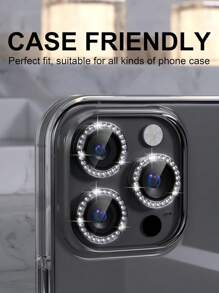 3 paquets de film de protection de l'objectif de caméra Apple Diamond pour 16 Pro, 16 Pro Max, 16, 16 Plus, 15 Pro Max, 15 Pro, 15, 15 Plus, 14 Pro Max, 14, 14 Pro, 14 Plus, 13 Pro Max, 13, 13 Pro, 12 Pro Max, 12 Pro, 11, 11 Pro Max, 11 Pro. Protecteur d'écran en verre trempé 9H, accessoires de décoration avec anneau métallique (Noir Diamant)