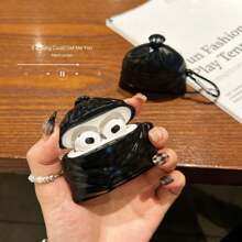 1个创意苹果无线蓝牙耳机保护套（随机附赠挂钩），适用于 Pro 3，宇航员/西瓜/足球/垃圾袋/枕头/柠檬片/番茄/小丑鱼/南瓜造型耳机保护套，卡通可爱硅胶防震苹果耳机保护套，适用于 1/2/3/4/Pro/Pro2，万圣节南瓜造型耳机保护套 - 彩色 - 查看 5