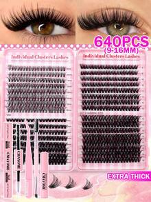 CMAYOME Kit de extensión de pestañas Kits de pestañas combinadas de alta capacidad 640 piezas Kit de extensión de pestañas DIY 304050D Grupos de pestañas D Curl Kit de pestañas individuales con unión y sello de pestañas y pinzas Kit de extensión de pestañas mixtas de 9-16 mm,pestañas pestans extensiones de pestañas - Rosa - Ver 16
